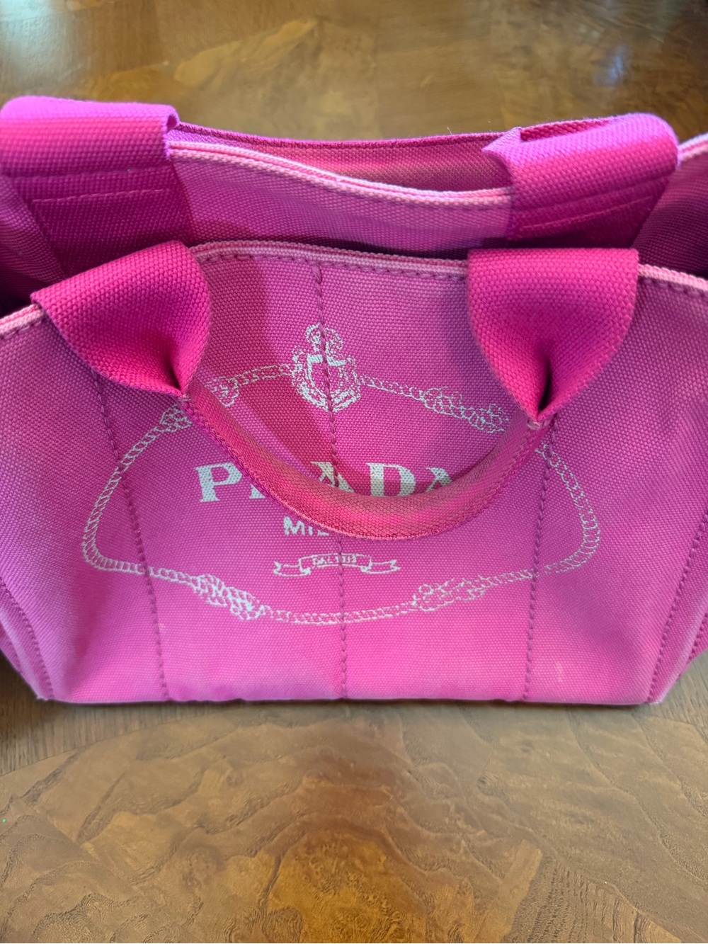 Prada Hot Pink Canvas Logo Tote - Picture 8 of 12